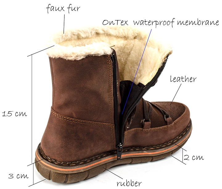Warm women's brown 0435 ART ASSEN ankle boots with ontex waterproof membrane