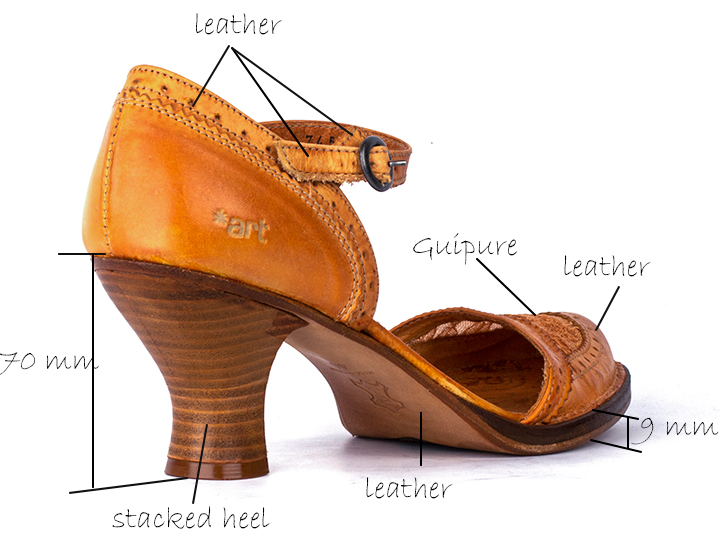 Art Women's Rococo orange leather heel shoes